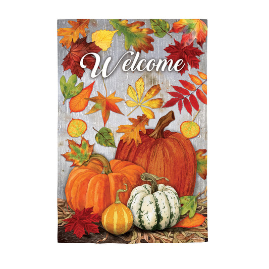 Leaves and Pumpkins Moire House Flag