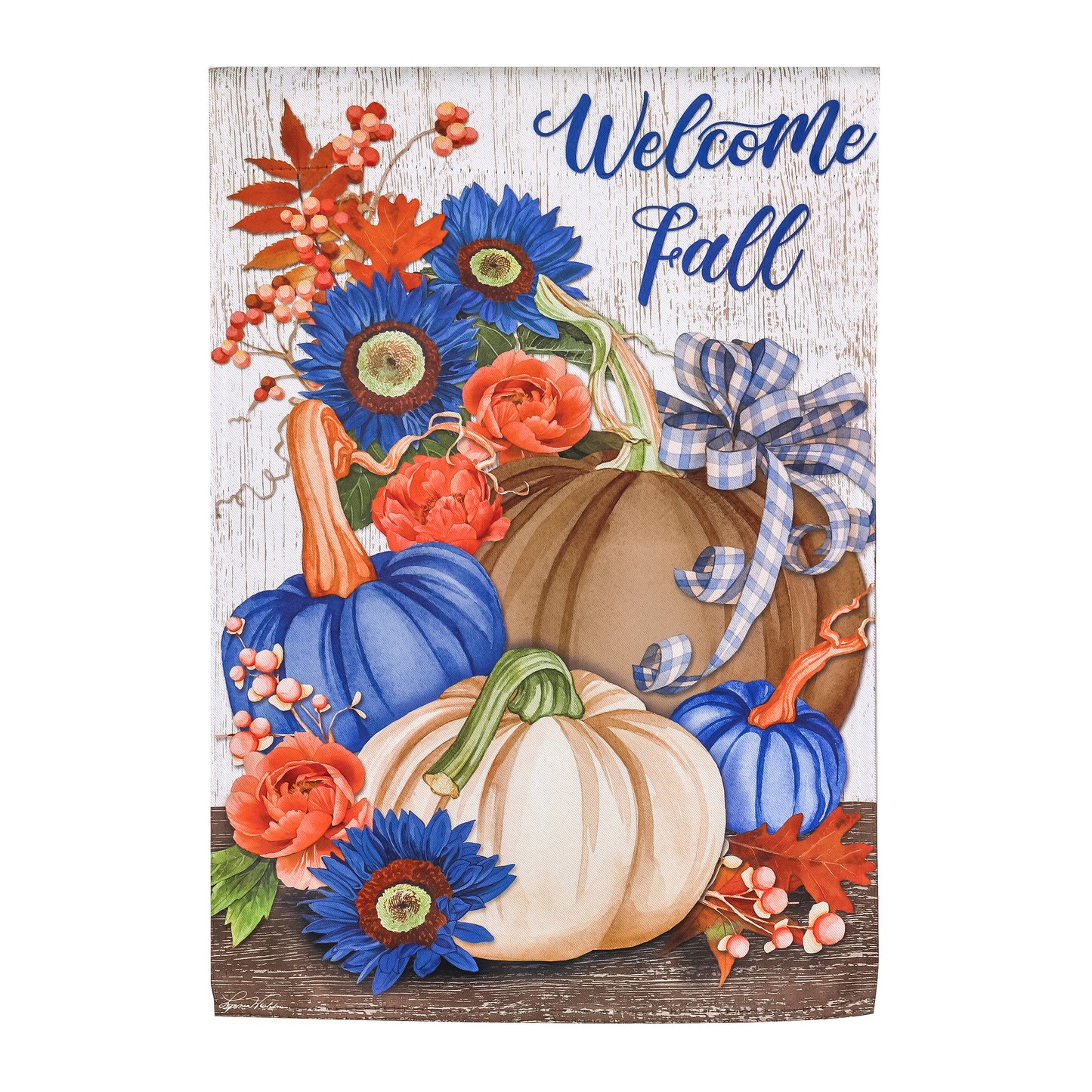 Welcome Fall Neutral House Suede Flag