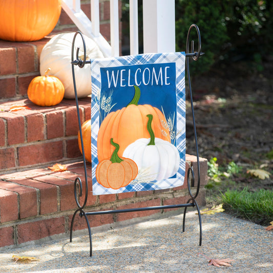 Plaid Pumpkins Garden Linen Flag