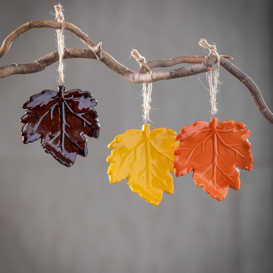 4" Ceramic Hanging Décor Set, Leaf