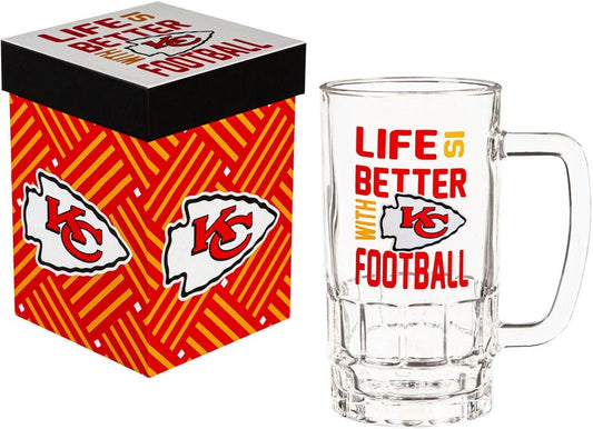 Glass Tankard Cup, with Gift Box, Kansas City Chiefs