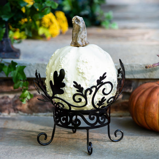 Metal Scroll and Leaves Pumpkin Holder